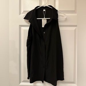 Fashion Says Me Too Black Collared Tank Top